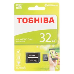 Карта памяти microSDHC TOSHIBA M102 32 ГБ, Class 4, THN-M102K0320M2, 1 шт., переходник SD