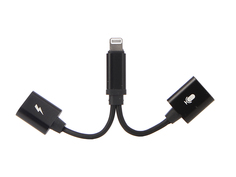 Аксессуар Gurdini Double Lightning Audio + Charge 2A Black 904451