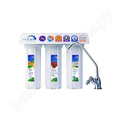 Проточный фильтр для воды под мойку гейзер 3 ивж люкс, кран 6 11019