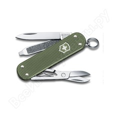 Нож-брелок victorinox classic alox 58 мм, 5 функций, зелёный 0.6221.l17