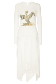 Белое трикотажное платье с принтом Loewe