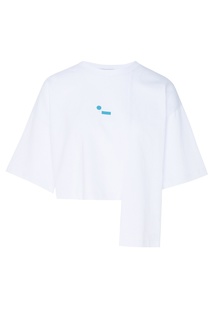 Асимметричная белая футболка с логотипом