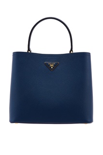 Синяя кожаная сумка-тоут Panier Prada