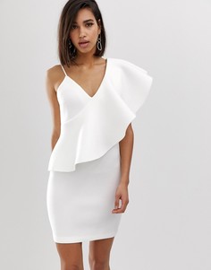 Белое платье мини на одно плечо с оборкой Lavish Alice - Белый
