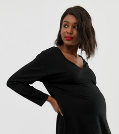 Черная oversize-туника с V-образным вырезом ASOS DESIGN Maternity - Черный