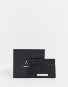 Черный кошелек для карт из зернистой кожи Armani Exchange - Черный