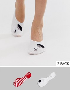 Набор из 2 пар красных невидимых носков Wild Feet Bichon Frise - Красный Sock Shop