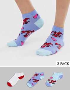 Набор из 3 пар красных спортивных носков с принтом Wild Feet - Мульти Sock Shop