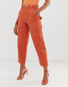 Оранжевые джинсы бойфренда с контрастными строчками ASOS DESIGN carpenter - Оранжевый