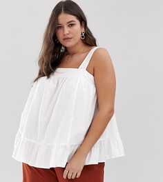 Топ на бретельках из жатой ткани ASOS DESIGN Curve - Белый