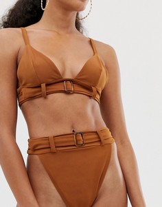 Трусы бикини с черепаховой пряжкой PrettyLittleThing - Коричневый