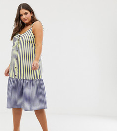 Сарафан миди на пуговицах в полоску ASOS DESIGN Curve - Мульти