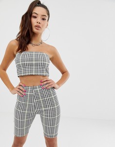 Черный топ-бандо в клетку PrettyLittleThing - Мульти