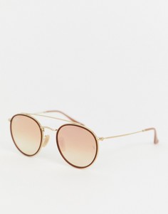 Круглые солнцезащитные очки с двумя планками сверху Ray-Ban 0RB3647N - Розовый