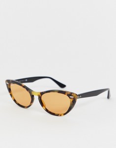 Черепаховые солнцезащитные очки кошачий глаз Ray-Ban 0RB4314N - Коричневый