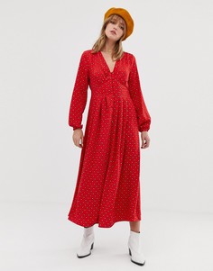 Платье макси на пуговицах с геометрическим принтом Only - Красный