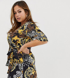 Платье с запахом и принтом Pink Clove - Мульти