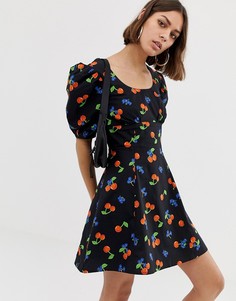 Платье мини с вишневым принтом COLLUSION - Черный