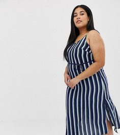 Платье миди на бретелях в полоску AX Paris Plus - Темно-синий