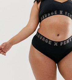 Черные хлопковые трусы-хипстеры с логотипом Savage x Fenty curvy - Черный