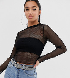 Прозрачный сетчатый лонгслив ASOS DESIGN Petite - Черный