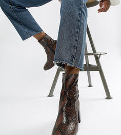 Ботинки из змеиной кожи на каблуке средней высоты Jefferey Campbell - Бежевый