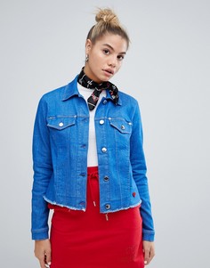 Джинсовая куртка с необработанным краем Love Moschino - Синий