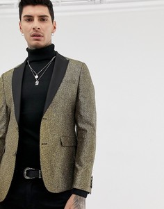 Золотистый приталенный блейзер с черными атласными лацканами ASOS DESIGN - Золотой