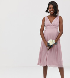 Розовое платье миди с запахом и завязкой сзади TFNC Maternity - Розовый