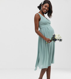 Платье миди с запахом и завязкой сзади TFNC Maternity - Зеленый