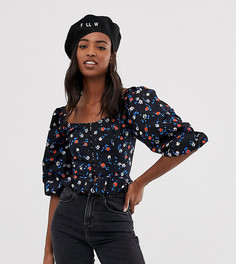 Топ на крючках с цветочным принтом и оборкой COLLUSION Tall - Мульти