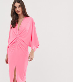 Неоно-розовое платье-кимоно миди Flounce London Tall - Розовый