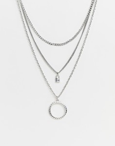 Серебристое ожерелье в несколько рядов DesignB - Серебряный
