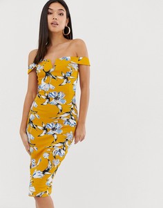 Платье миди с цветочным принтом AX Paris - Желтый