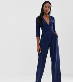 Темно-синий комбинезон с глубоким вырезом Outrageous Fortune Tall - Темно-синий