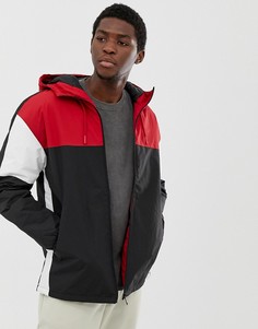 Красная куртка колор блок с капюшоном Pull&Bear - Красный