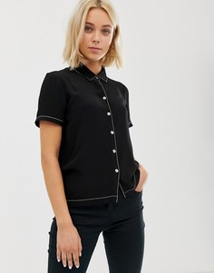 Черная рубашка с контрастной строчкой Pimkie - Черный