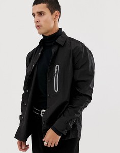 Легкая нейлоновая рубашка навыпуск с отделкой металлик ASOS DESIGN - Черный