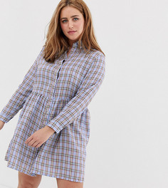 Свободное платье-рубашка в клетку Daisy Street Plus - Фиолетовый