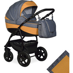 Коляска 2 в 1 Indigo CAMILA 18 S Cs 26 (т.синий+рыжая кожа)