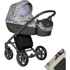 Коляска 2 в 1 Indigo MARCO Art Mr 10 (св.серый узор+т.серый+св.серая кожа)