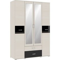 Шкаф Атлант Сити 4 сосна карелия, черный глянец