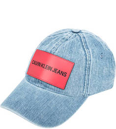 Бейсболка из денима с кожаной нашивкой Calvin Klein