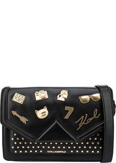 Кожаная сумка с металлической отделкой Karl Lagerfeld