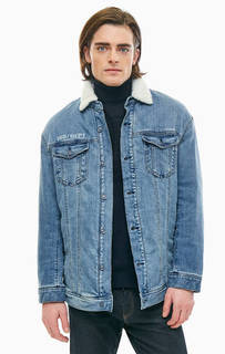 Утепленная джинсовая куртка с принтом на спине Armani Exchange