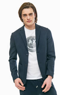 Синий пиджак на пуговицах с карманами Armani Exchange