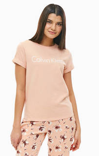 Домашняя футболка с логотипом бренда Calvin Klein