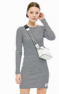 Короткое платье из хлопка в полоску Calvin Klein