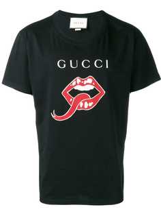 Gucci футболка с принтом рта и языка