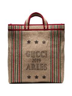 Gucci соломенная сумка-тоут с принтом Juta Arles